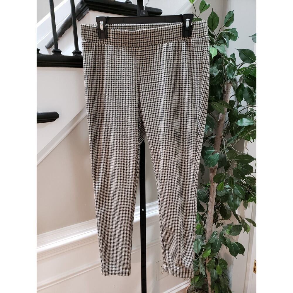 Cooper & Ella Women's Black & White Houndstooth Polyester Straight Leg‎ Pants M